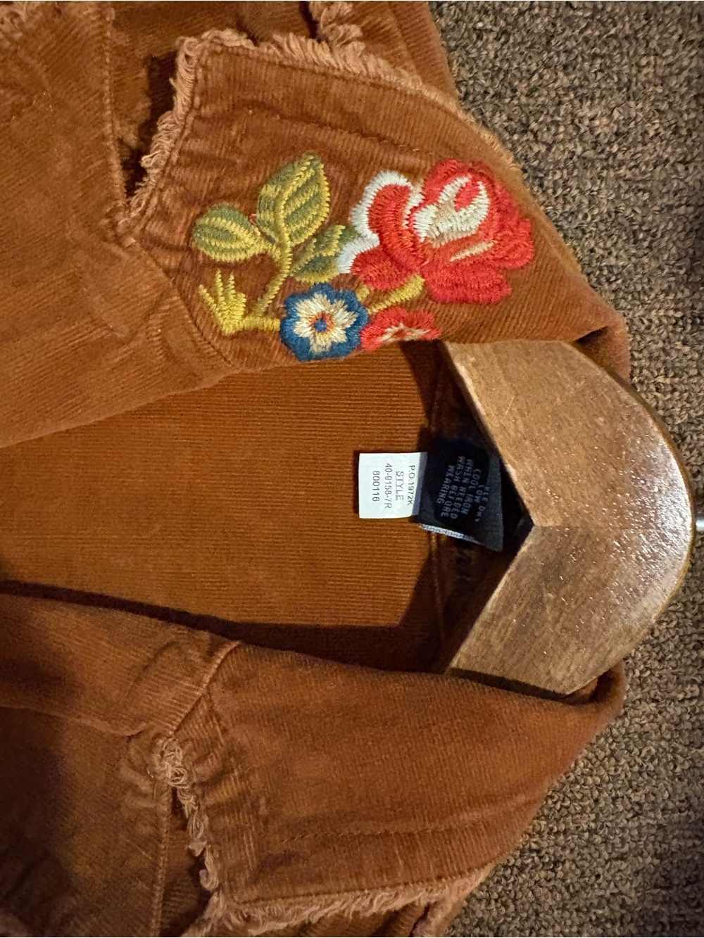 Kiki The Brand Vintage Embroidered Corduroy Blazer Jacket - Rust - Picture 3 of 7